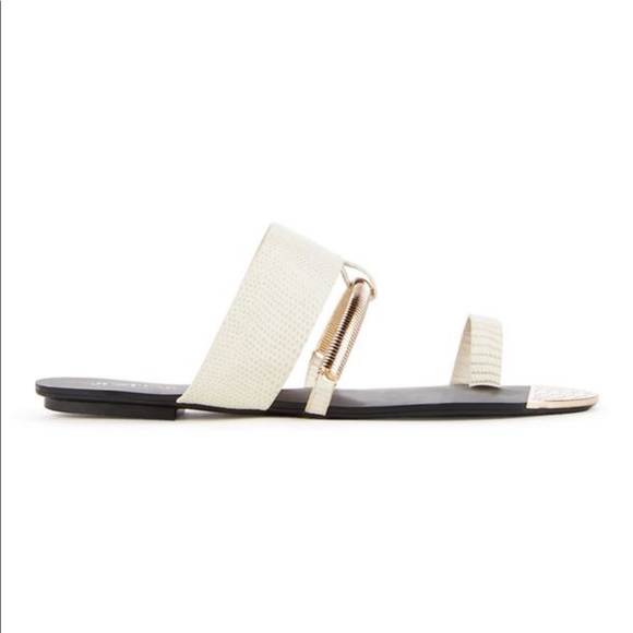 JustFab | Nude & Gold Snake Print Glam Chic Single Toe Sandals - Picture 5 of 9